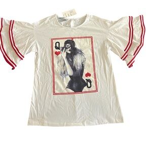 Queen of Hearts Graphic Tee – Sporty Retro Style, NWT